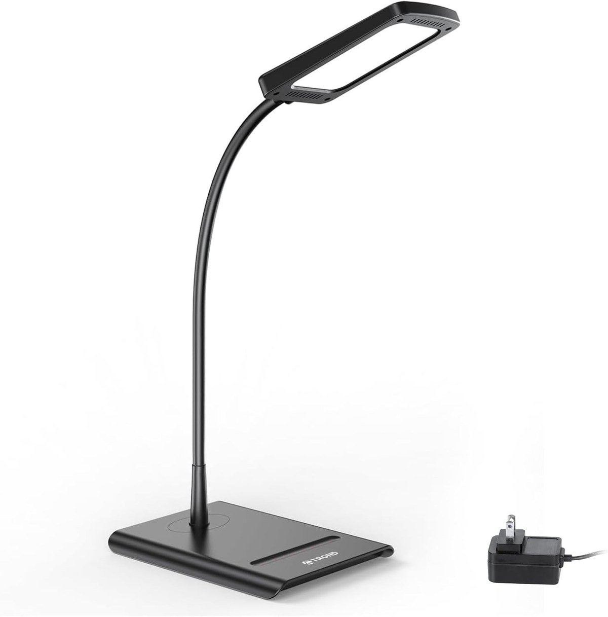 TROND black LED desk lamp with a slim gooseneck