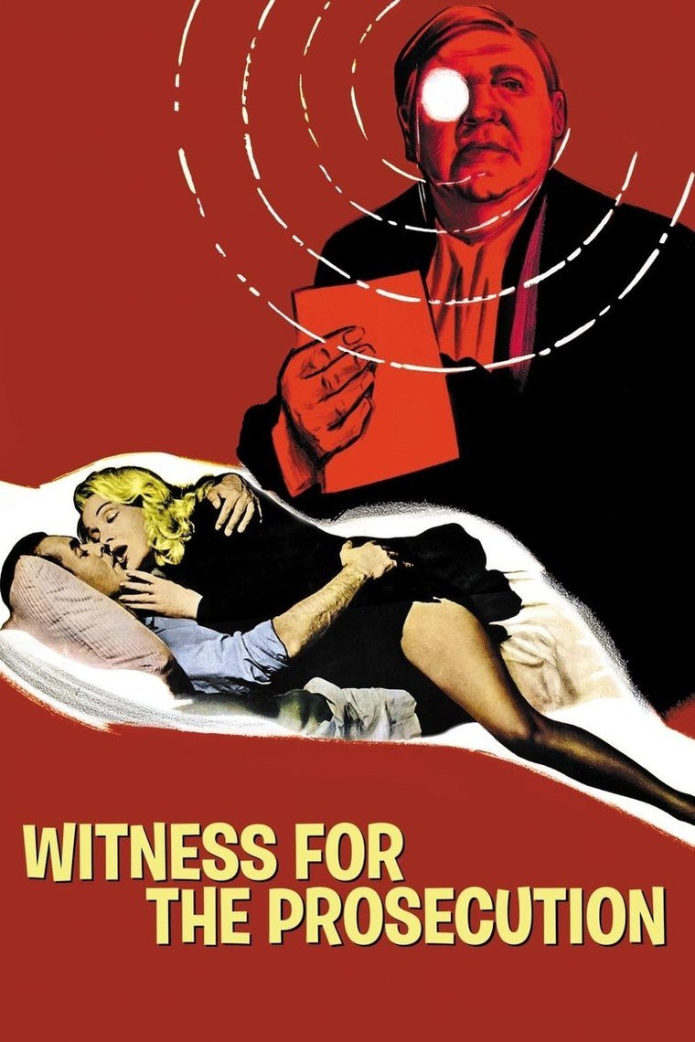 Witness for the Prosecution poster showing a barrister addressing a crowded court
