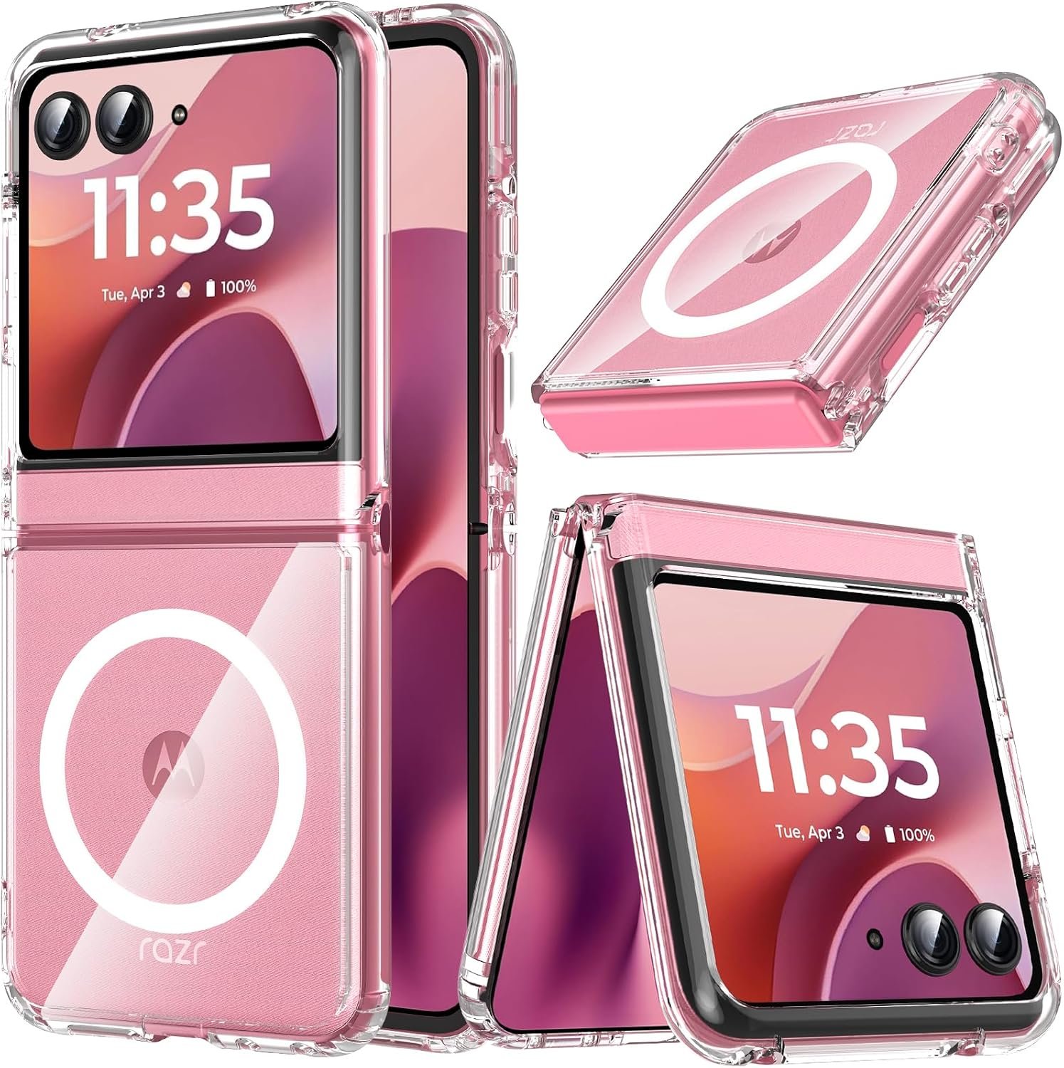 OWKEY transparent magnetic Motorola Razr case showing the magnet ring