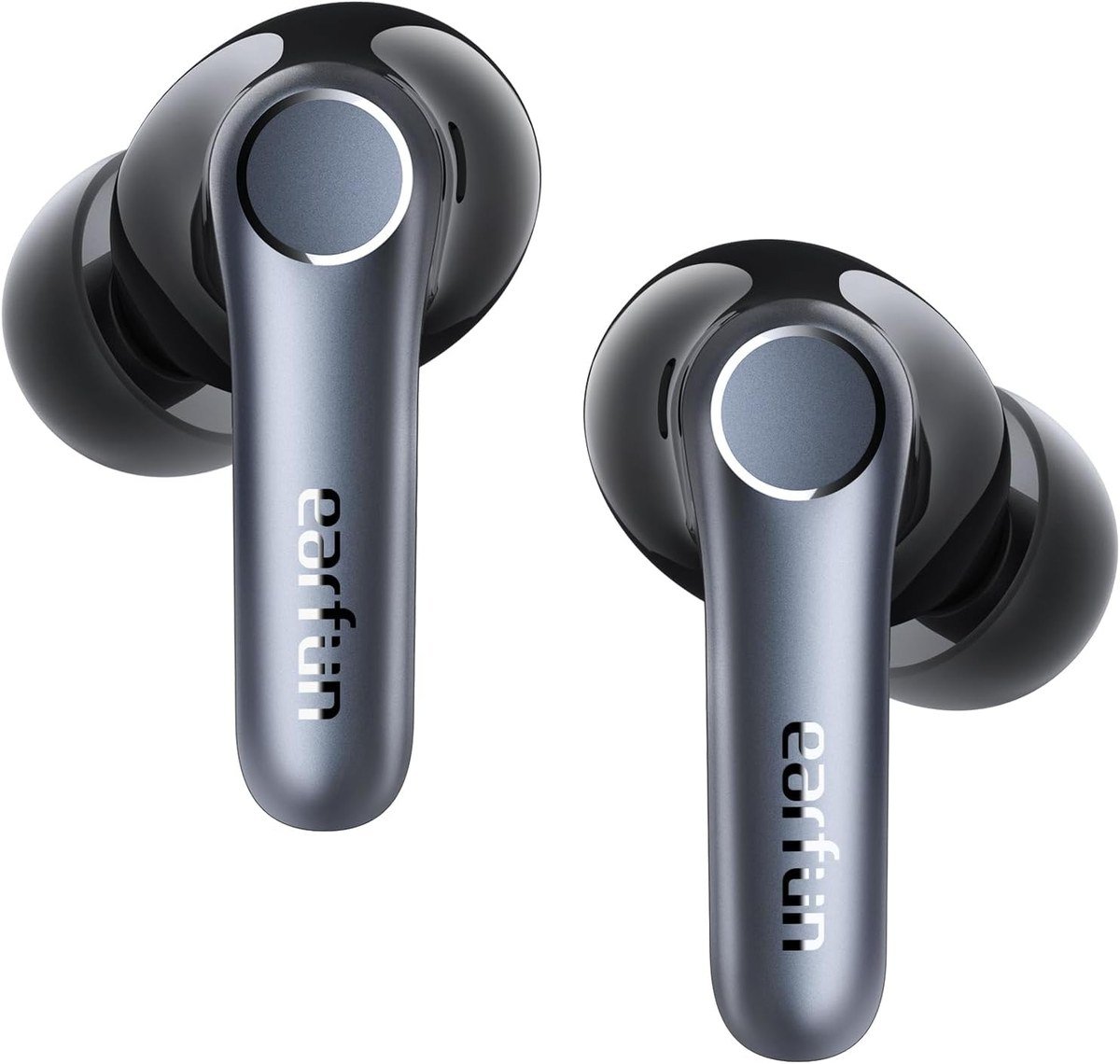 EarFun Air Pro 4 noise cancelling earbuds in black and silver