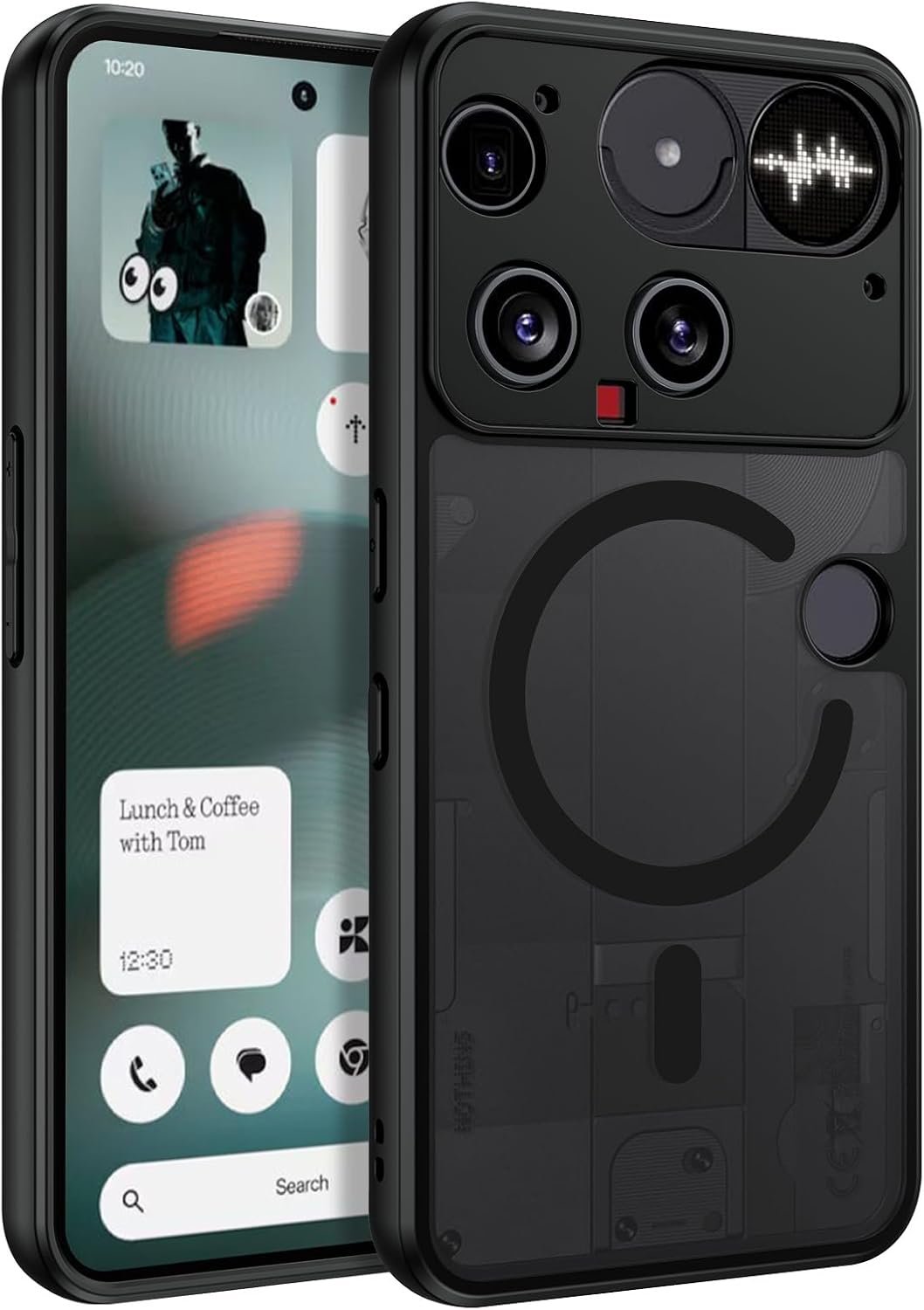 DUEDUE translucent matte magnetic case for the Nothing Phone 3 in black
