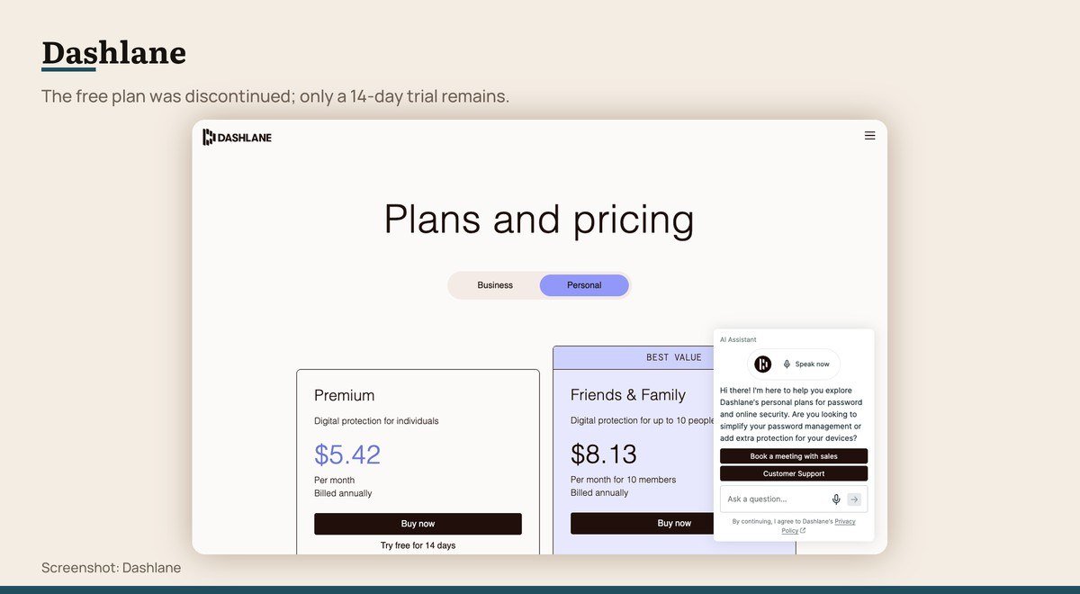 Dashlane shown on the Dashlane page