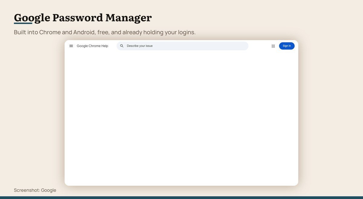 Google Password Manager shown on the Google page