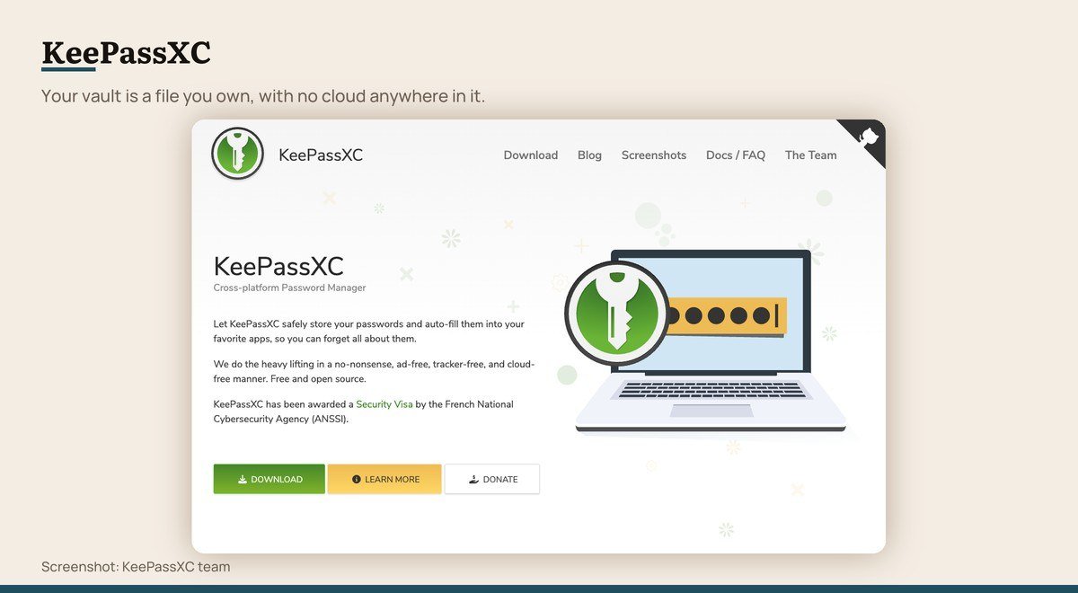 KeePassXC shown on the KeePassXC team page