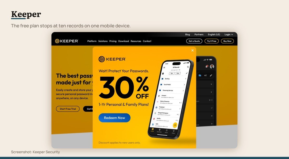 Keeper shown on the Keeper Security page