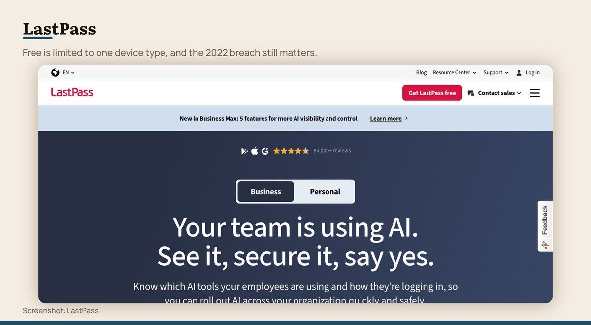 LastPass shown on the LastPass page