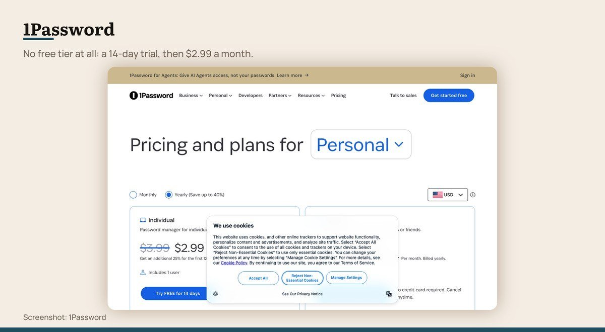 1Password shown on the 1Password page