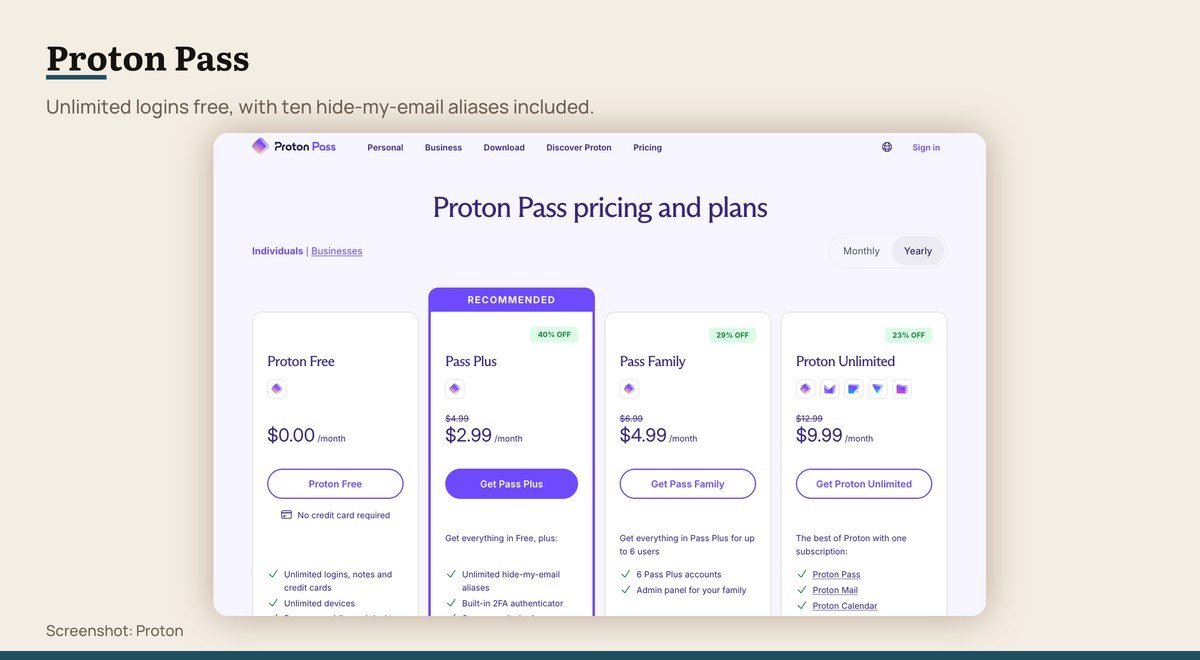 Proton Pass shown on the Proton page