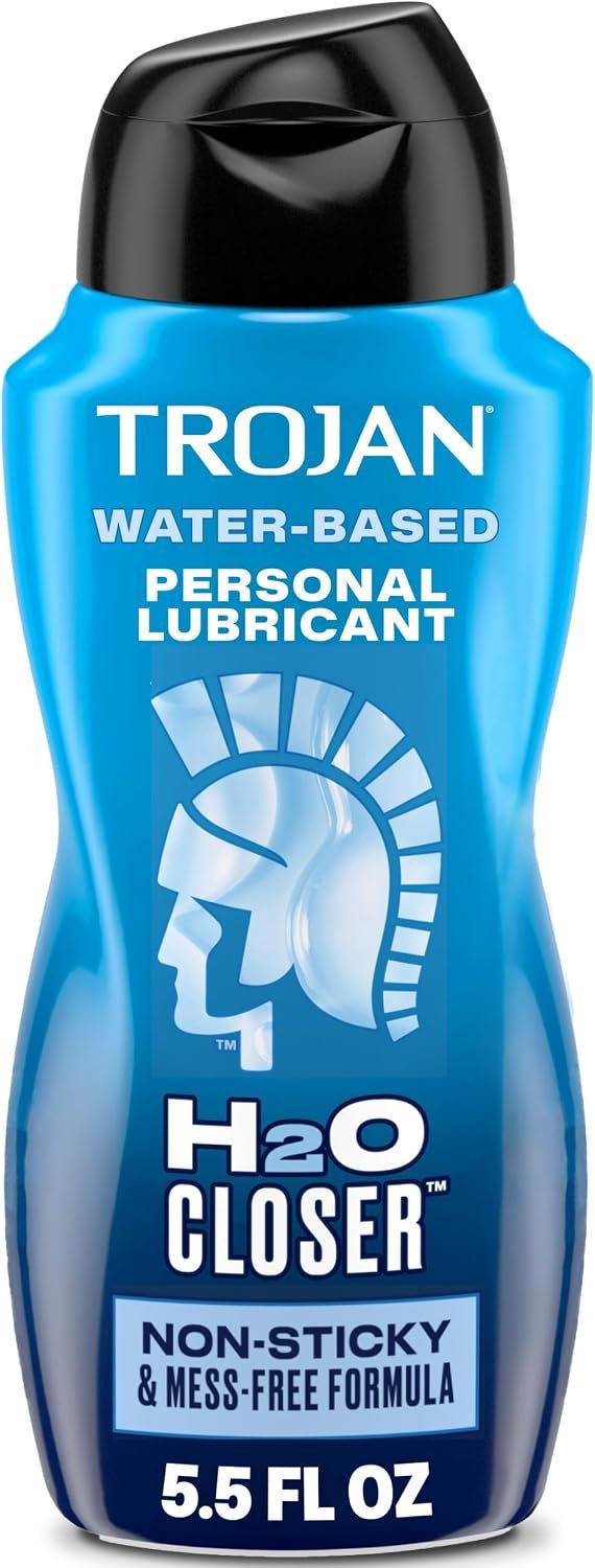 Trojan H2O Closer water-based lubricant in a 5.5 fl oz bottle