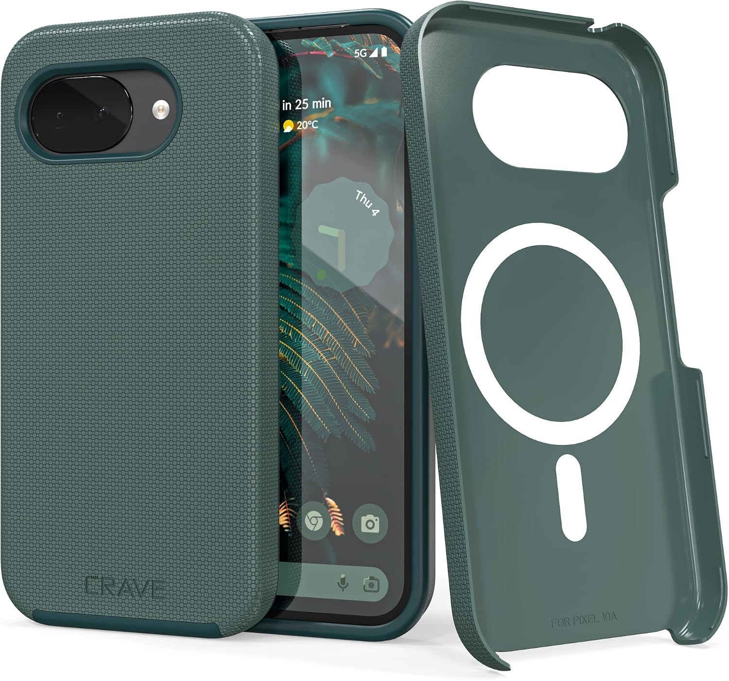 Crave Dual Guard Pixel 10a case in forest green with Pixelsnap support