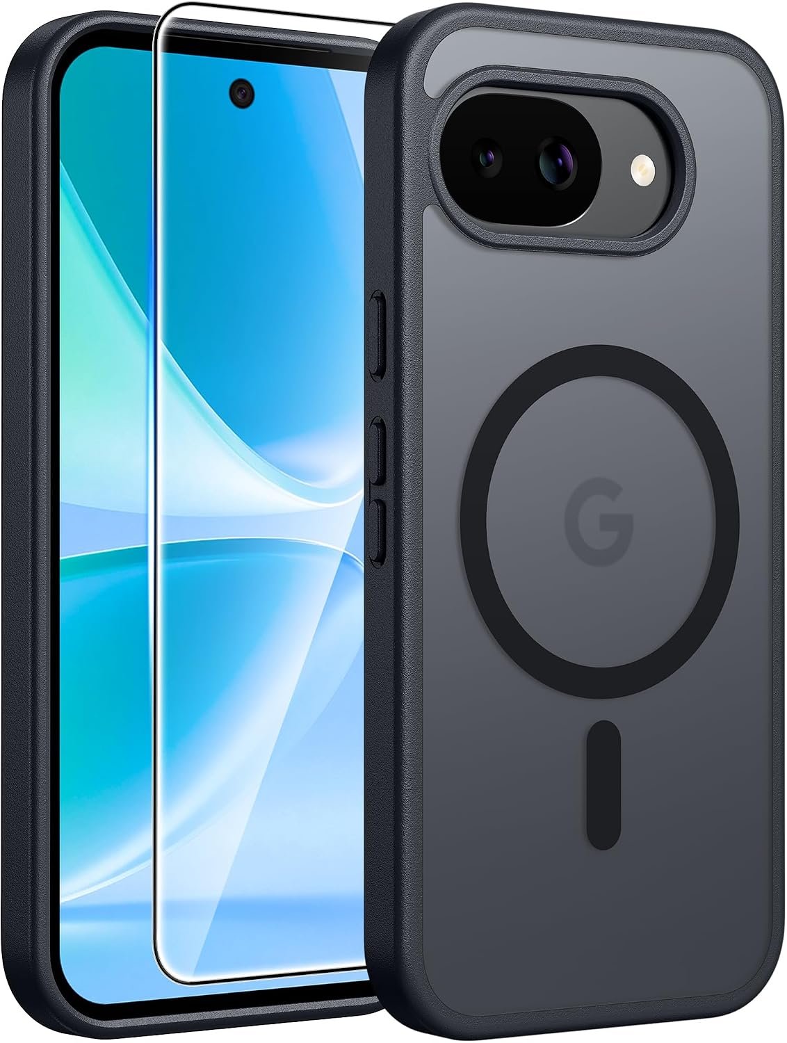 FNTCASE translucent matte Pixel 10a case with its tempered glass screen protector