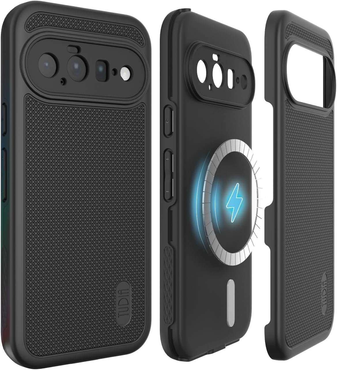 TUDIA MergeGrip Pixel 11 case in black with its integrated magnetic ring