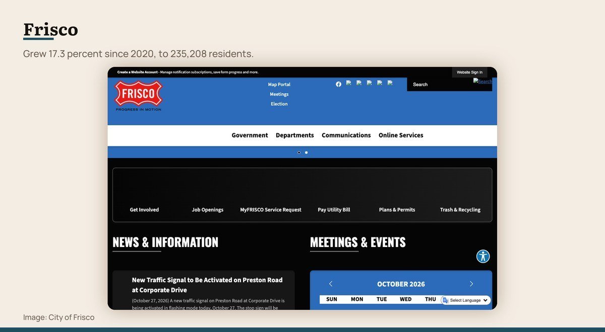 The official website for Frisco, Texas