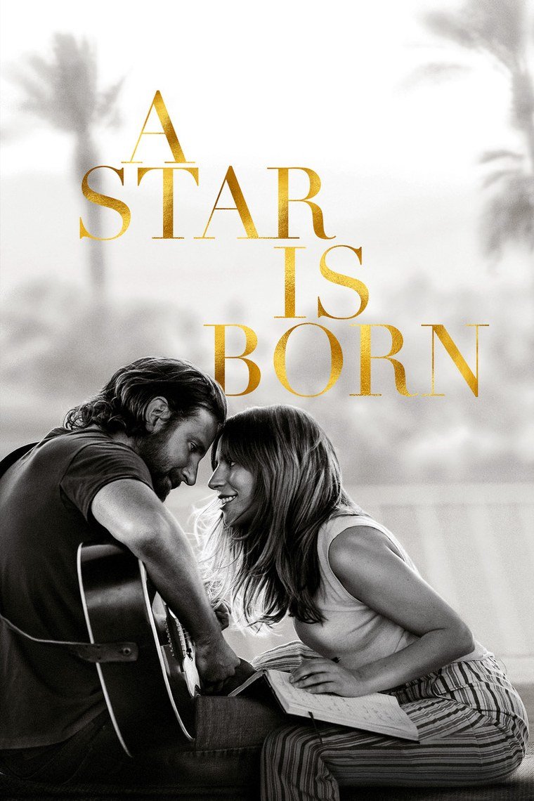 A Star Is Born poster showing two musicians lit red at a microphone
