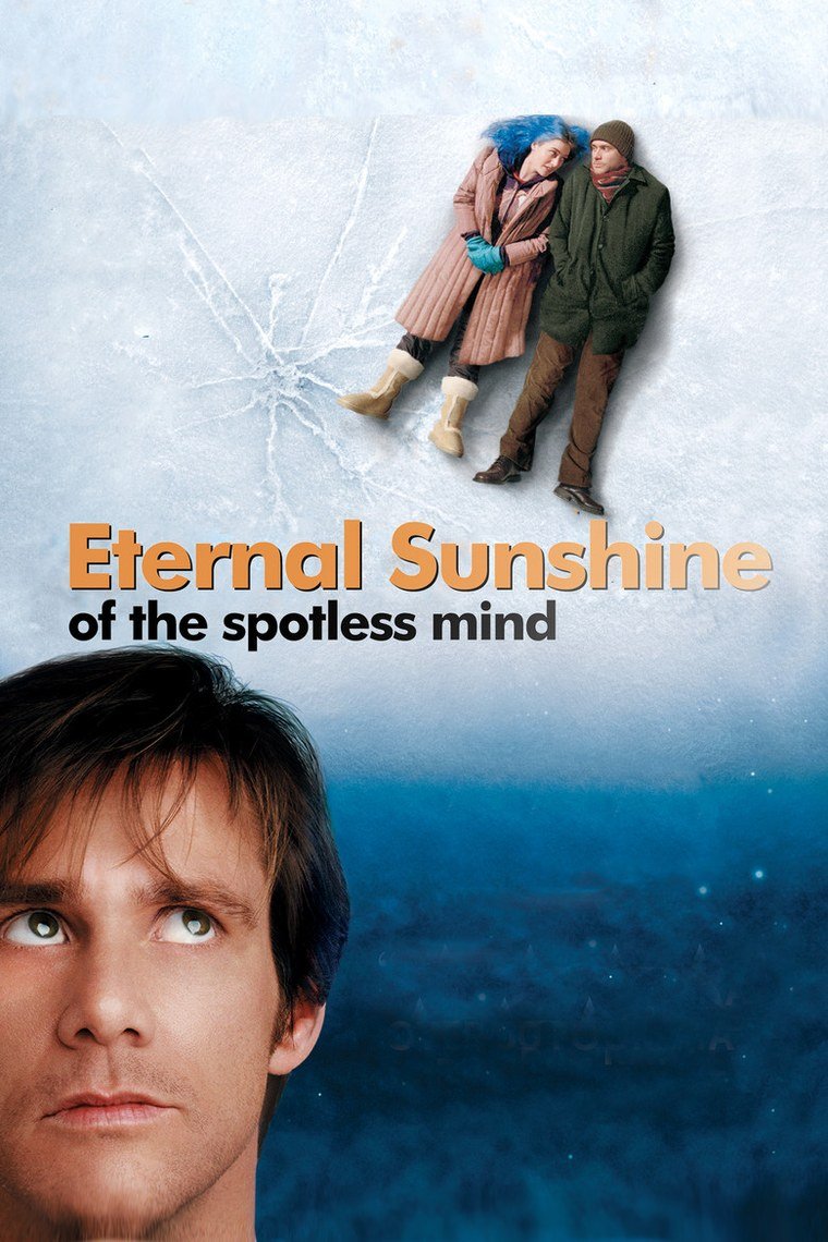 Eternal Sunshine poster showing a couple lying on cracked ice at night