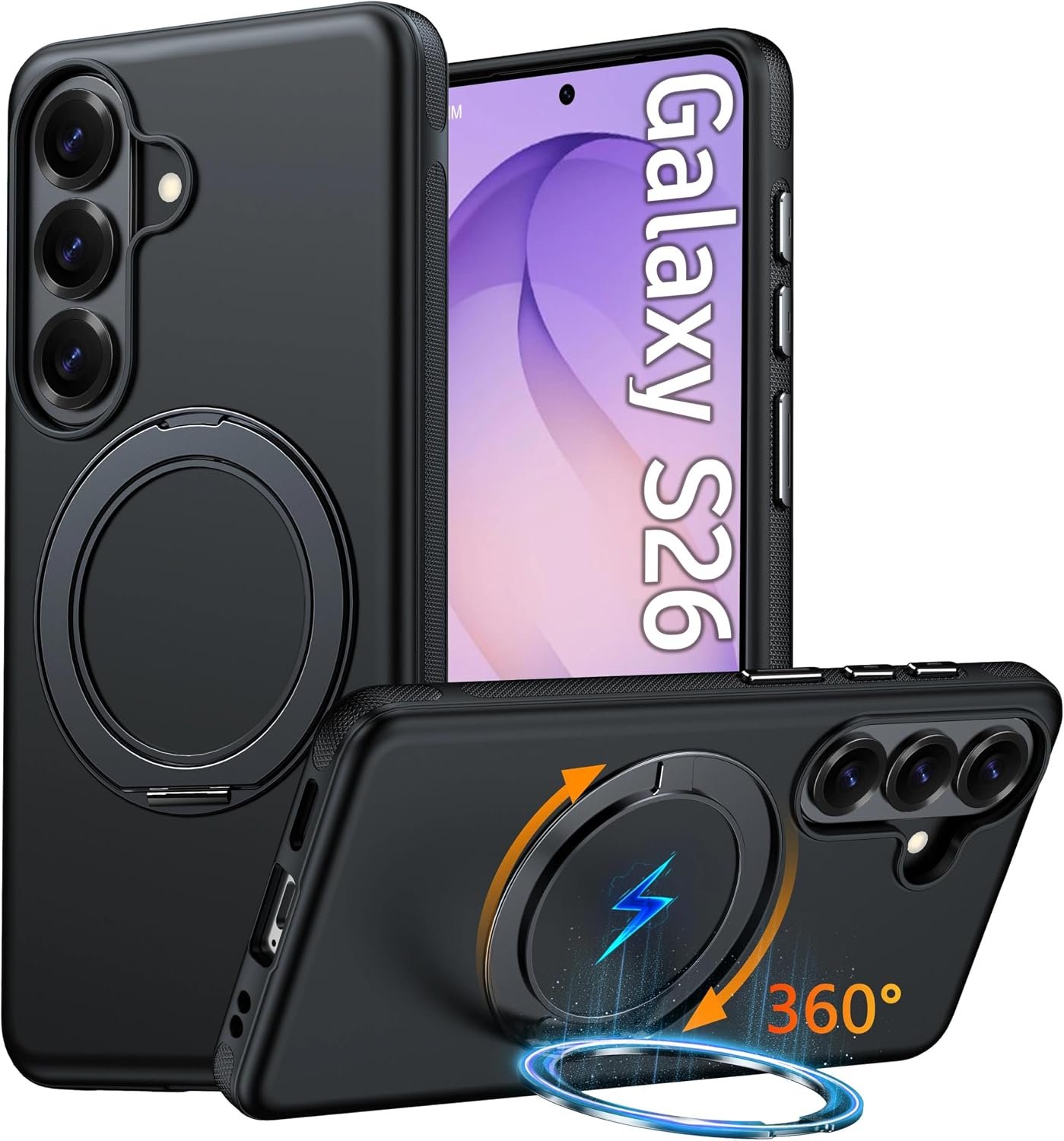 Oterkin Galaxy S26 case with its 360 degree spin magnetic stand folded out
