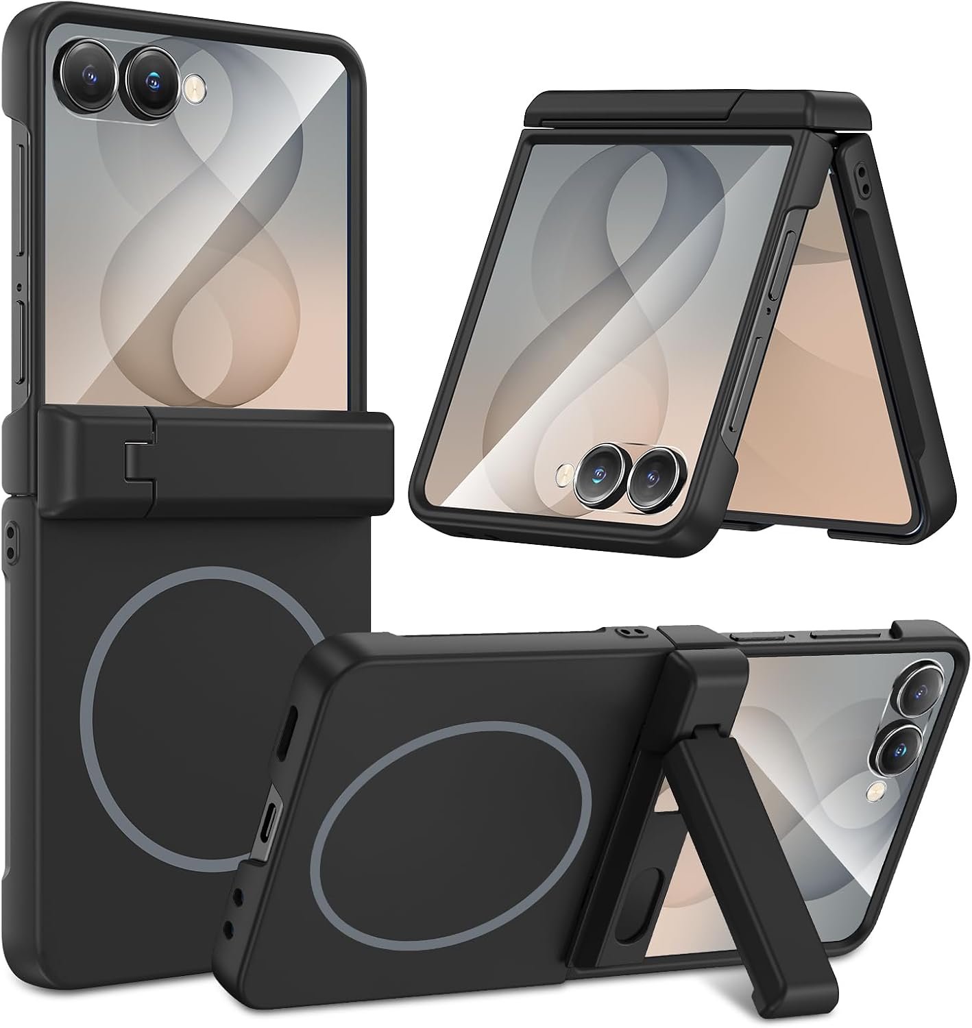 Maxdara Galaxy Z Flip8 magnetic case with its spring hinge cover and hidden stand