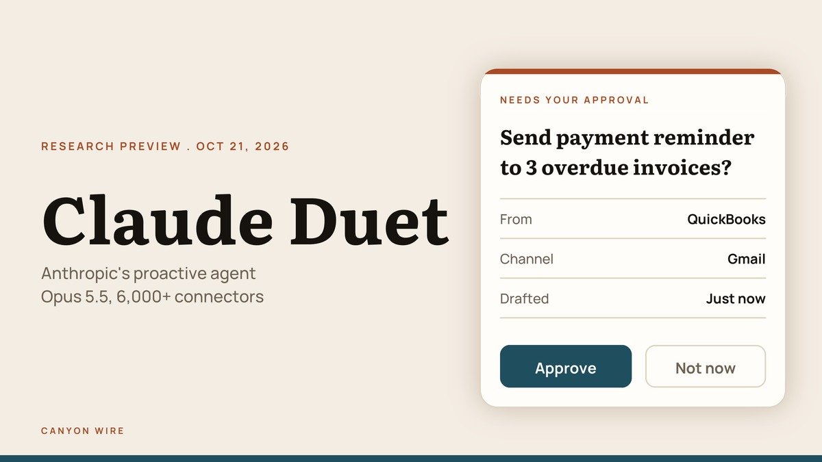 Claude Duet title card over the Anthropic research preview opened on October 21, 2026