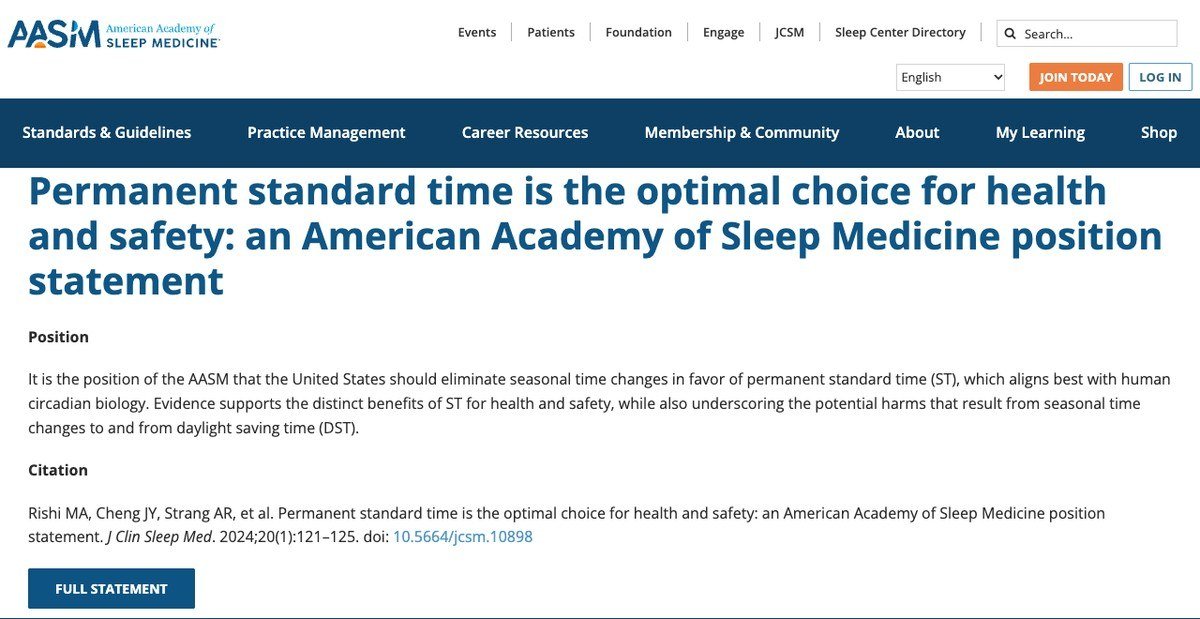 AASM position statement calling permanent standard time the optimal choice for health and safety