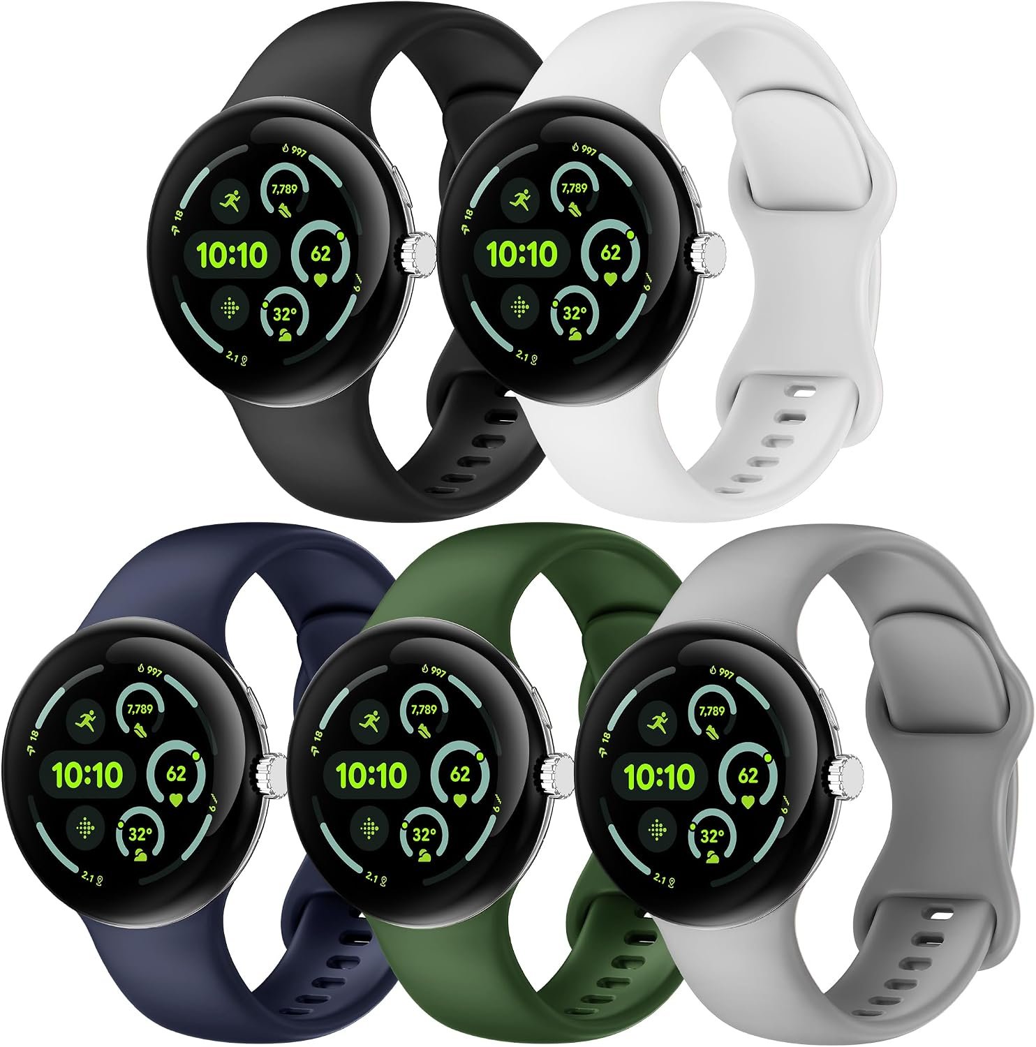 Farluya five-pack of soft silicone sport bands for the 45mm Google Pixel Watch 5