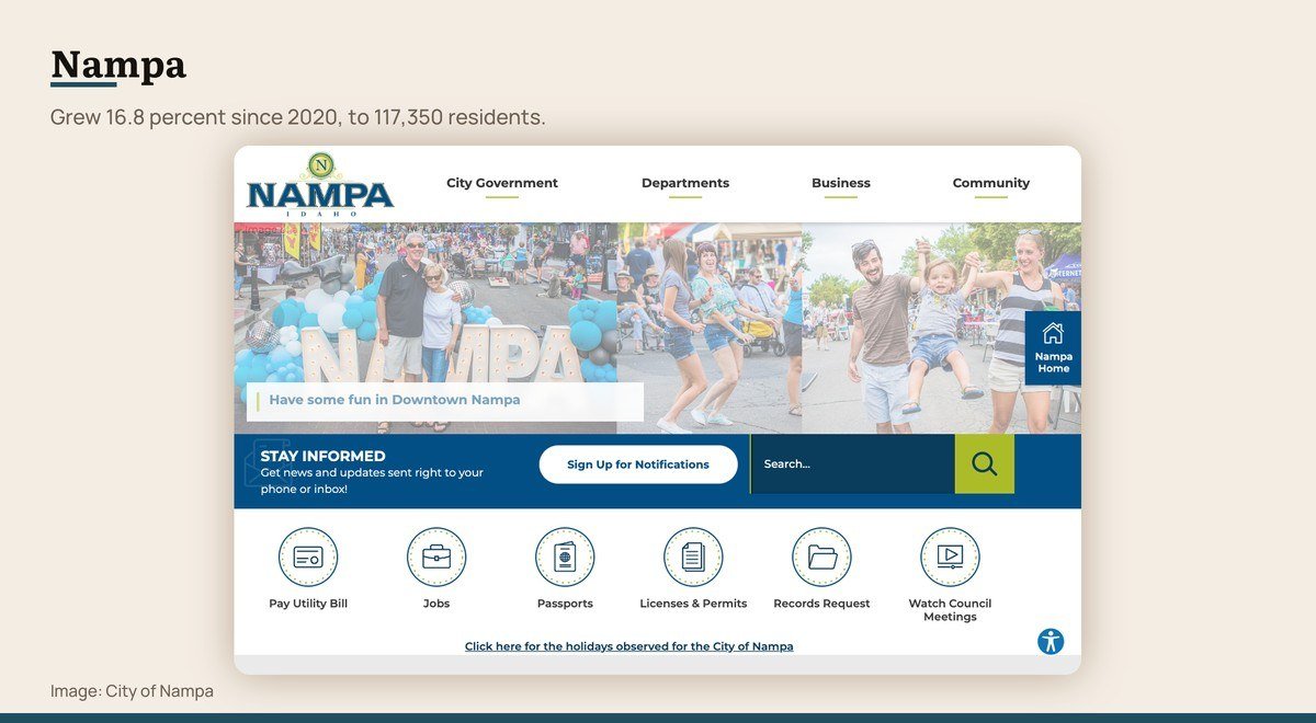The official website for Nampa, Idaho