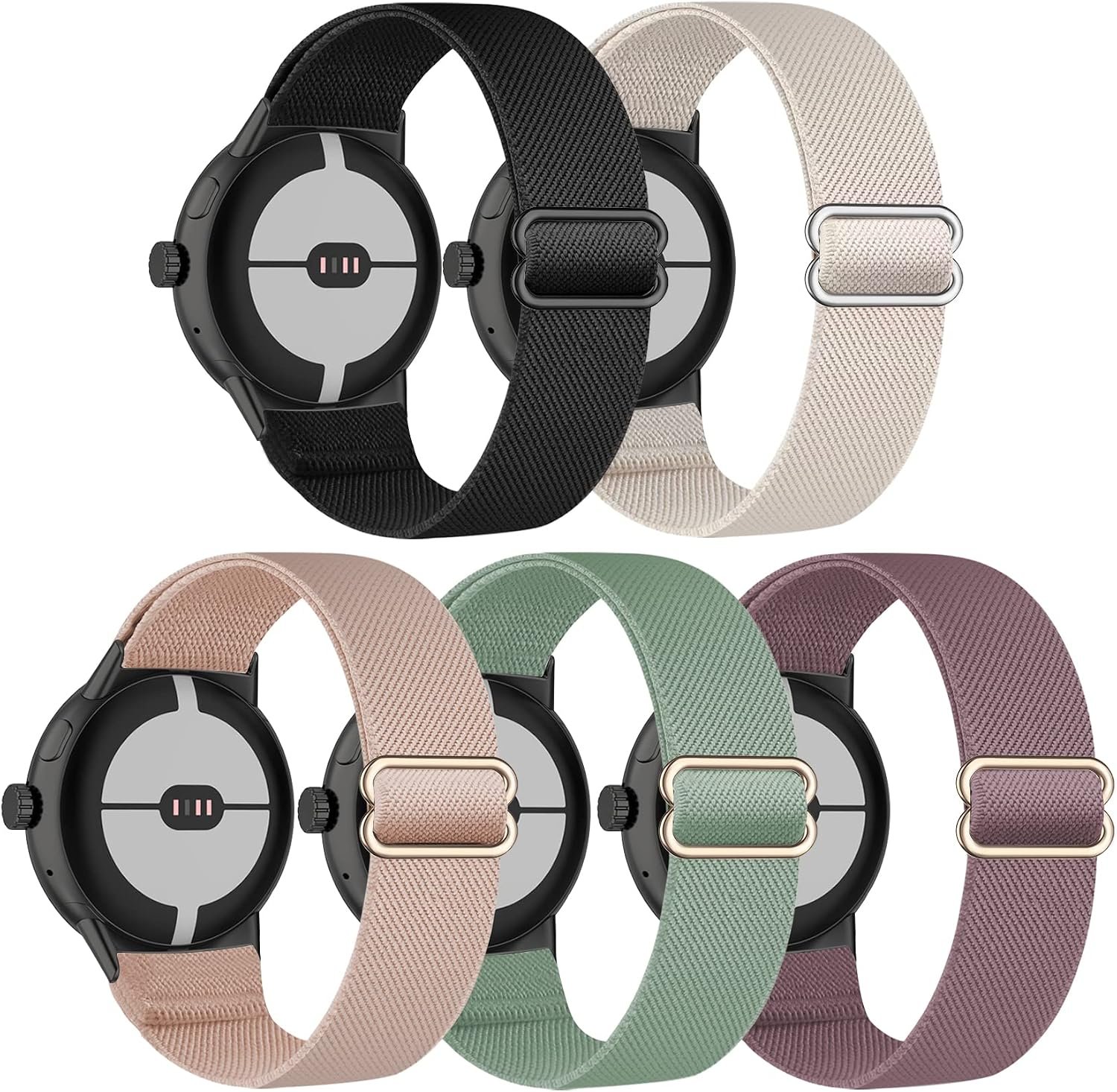 Folavii five-pack of stretchy nylon bands for the 41mm Google Pixel Watch 5
