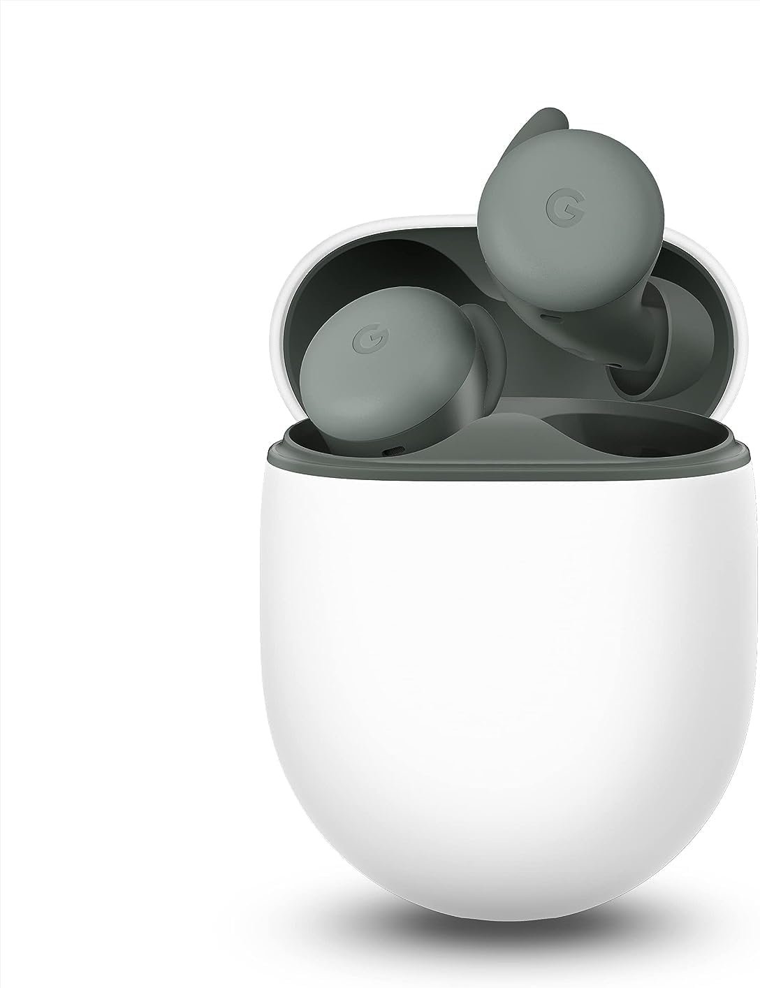 Google Pixel Buds A-Series wireless earbuds with their charging case