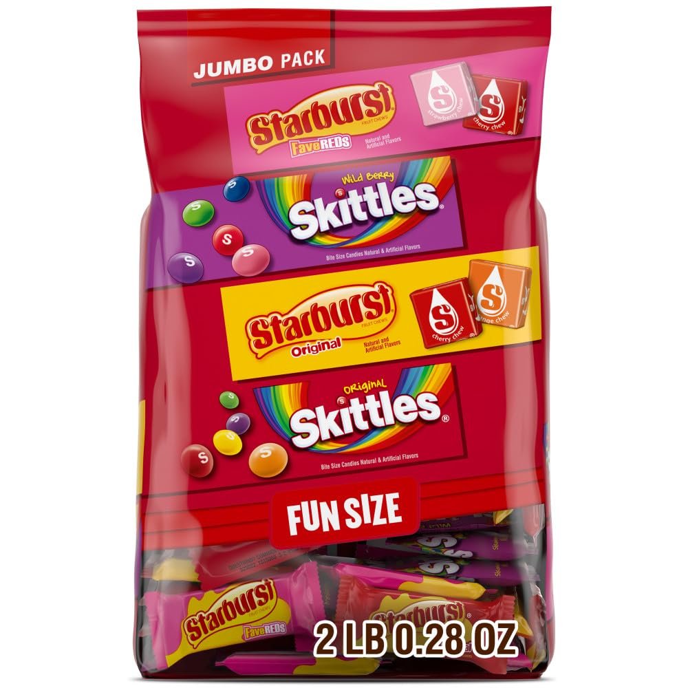 Skittles and Starburst fun size bulk bag, 32.28 ounces of chewy candy