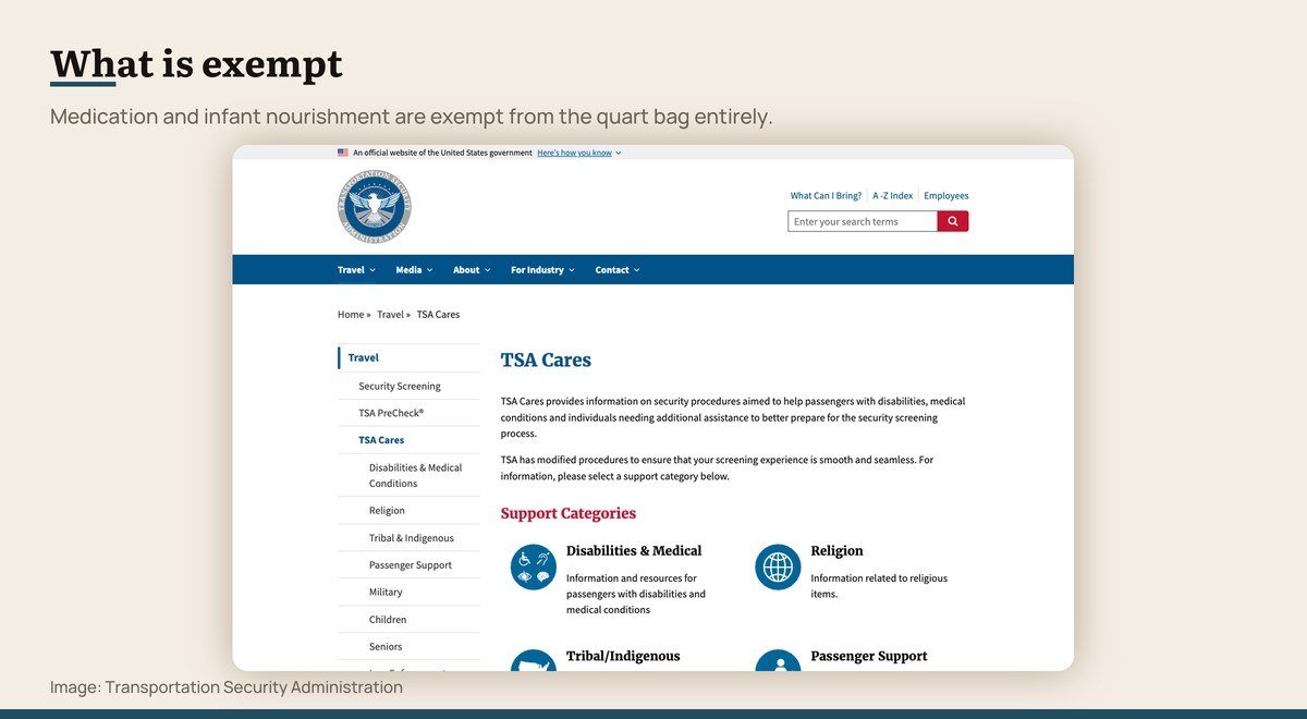 The TSA Cares page covering travellers who need special assistance