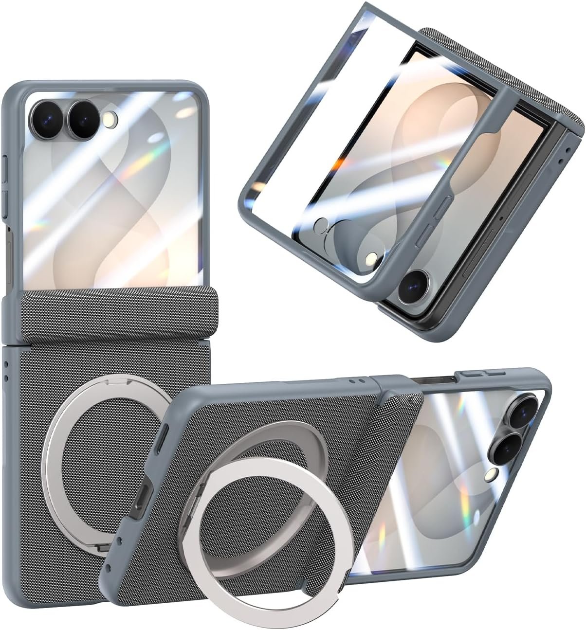 JETeacka slim tech woven texture case with stand for the Samsung Galaxy Z Flip 7