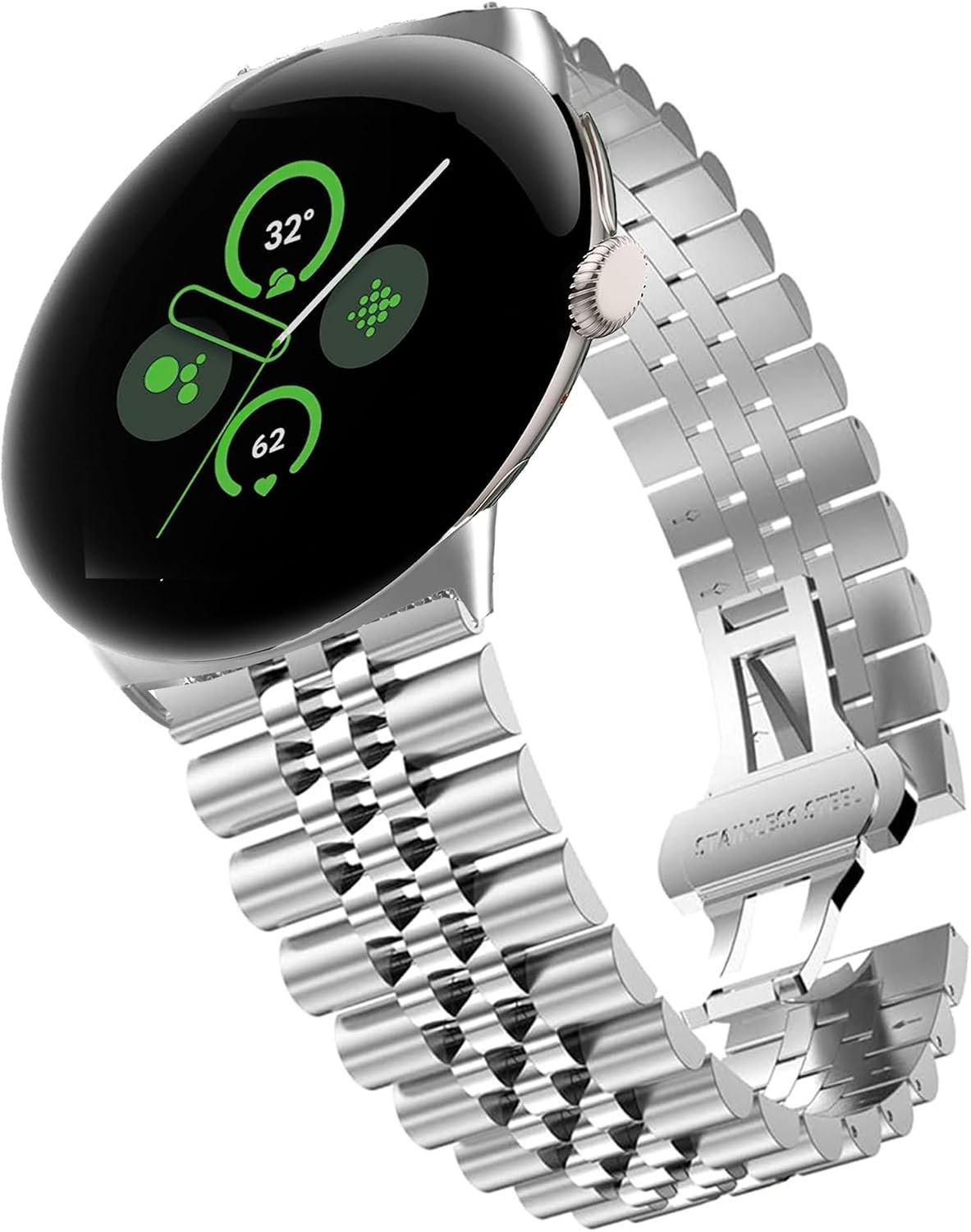 Lamshaw solid stainless steel heavy link band for the 45mm Google Pixel Watch 5