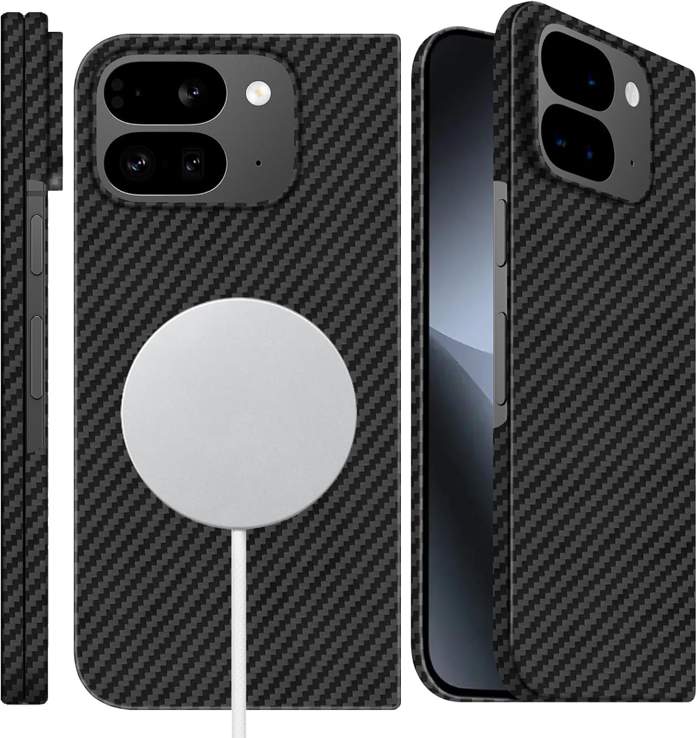 Lenpiti slim 1500D aramid fibre case for Google Pixel 10 Pro Fold showing the raised camera bezel