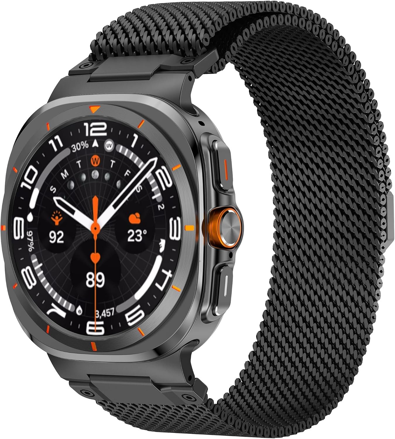 Rugged stainless steel Milanese mesh loop band with magnetic clasp for the Galaxy Watch Ultra 2