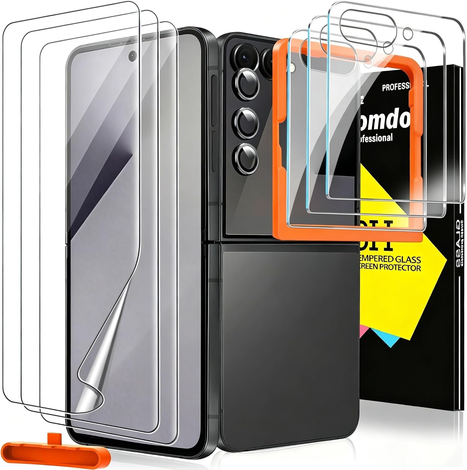 Milomdoi screen protector kit with inner and outer installation frames for the Galaxy Z Flip 8