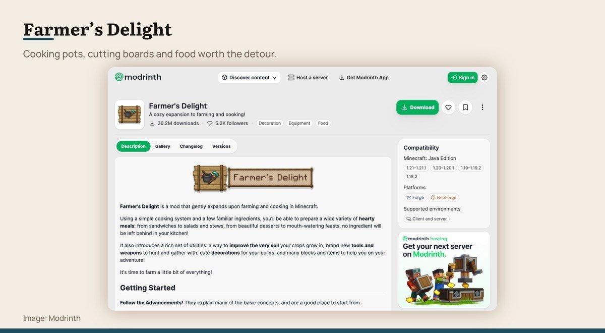 The Farmer’s Delight page on Modrinth
