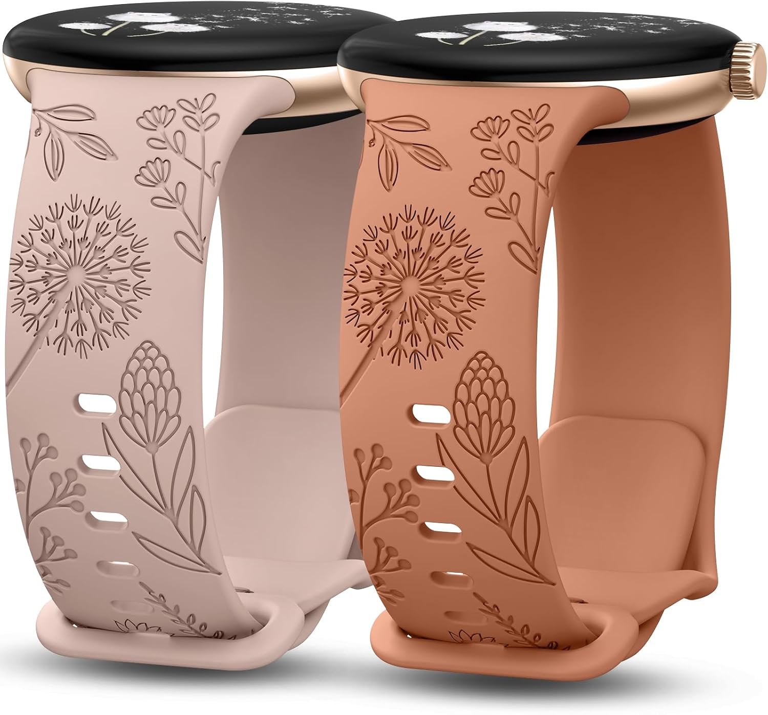 Minyee floral engraved silicone bands for the 41mm Google Pixel Watch 5