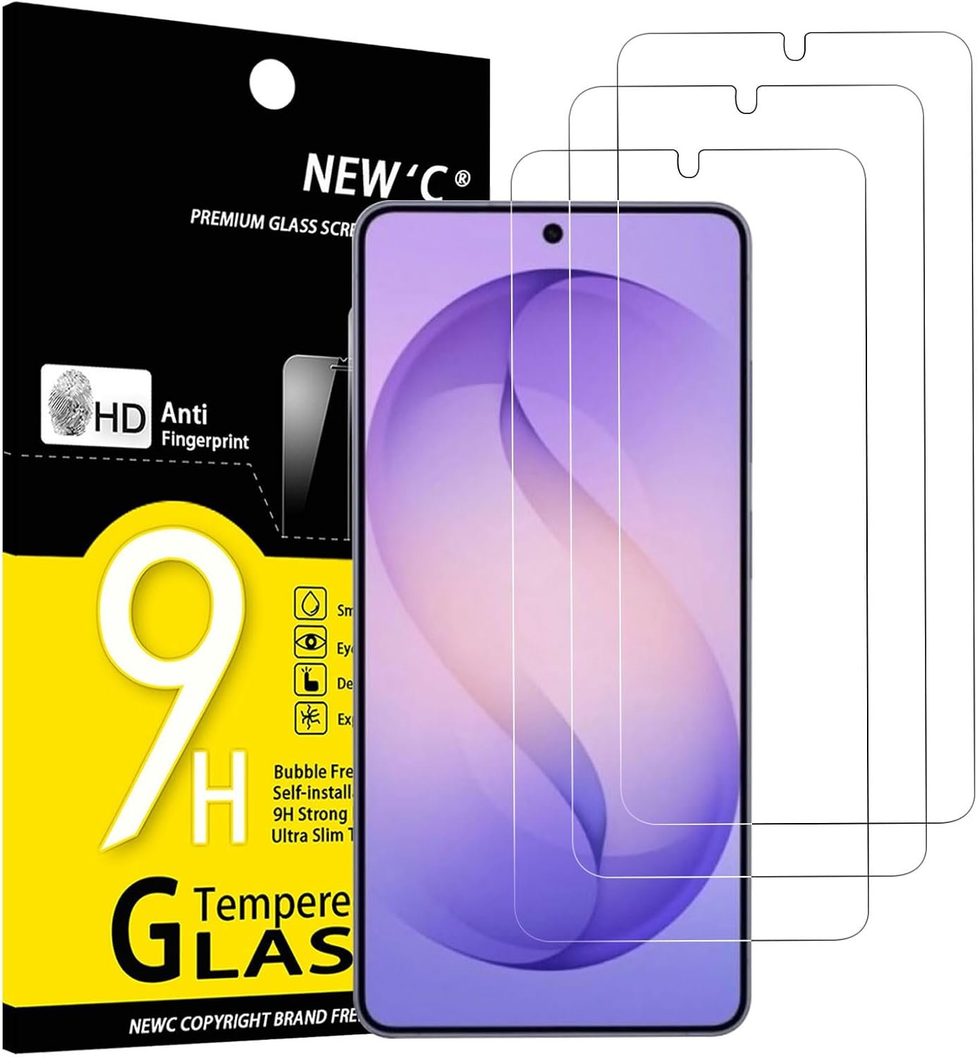 NEW'C bubble free tempered glass screen protector for the 6.3 inch Samsung Galaxy S26