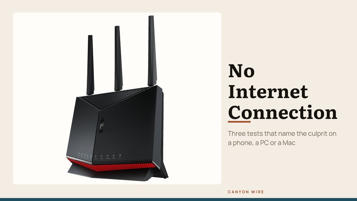 No Internet Connection headline over a Wi-Fi symbol crossed by a warning mark