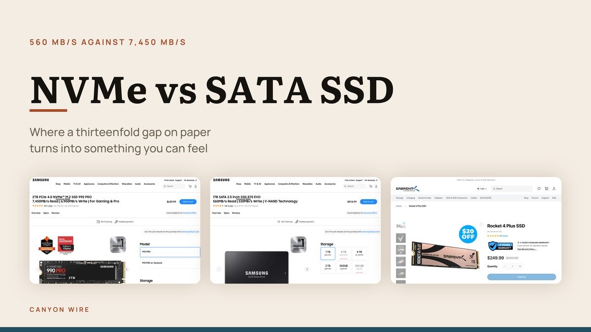 NVMe vs SATA SSD: Where the Speed Actually Shows