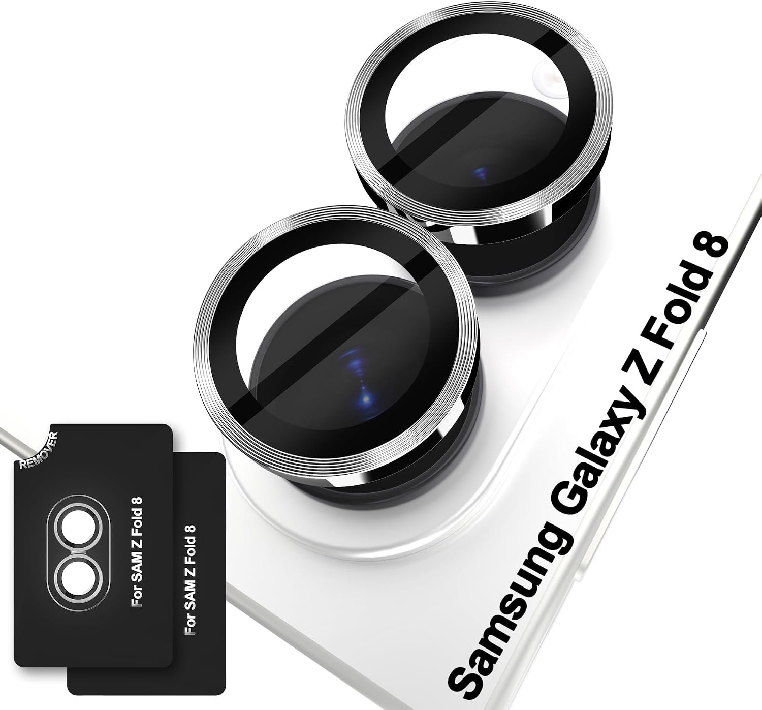 Orzero 9H glass camera lens protector two-set in silver for the Samsung Galaxy Z Fold 8