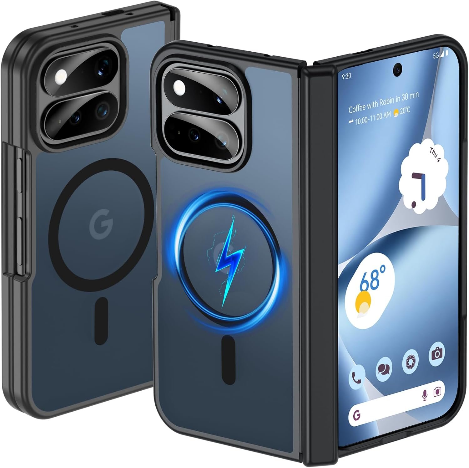 OWKEY magnetic case for Google Pixel 11 Pro Fold in black with a translucent back