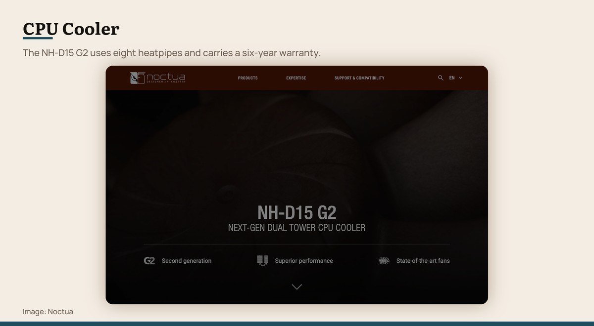The Noctua NH-D15 G2 CPU cooler product page