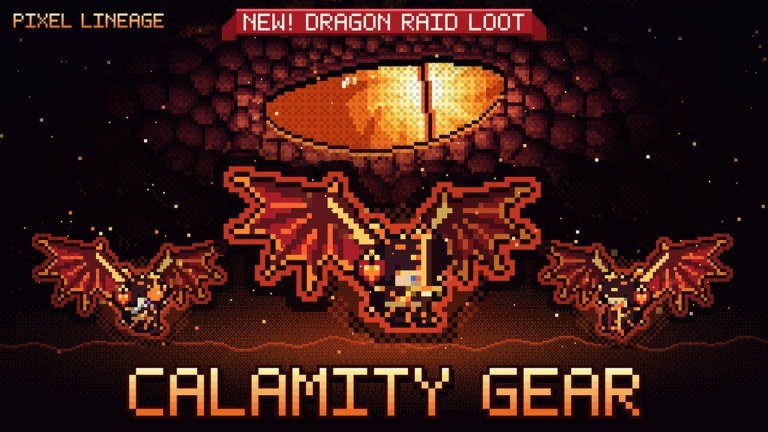 Calamity Gear dragon raid loot artwork from Pixel Lineage in pixel art