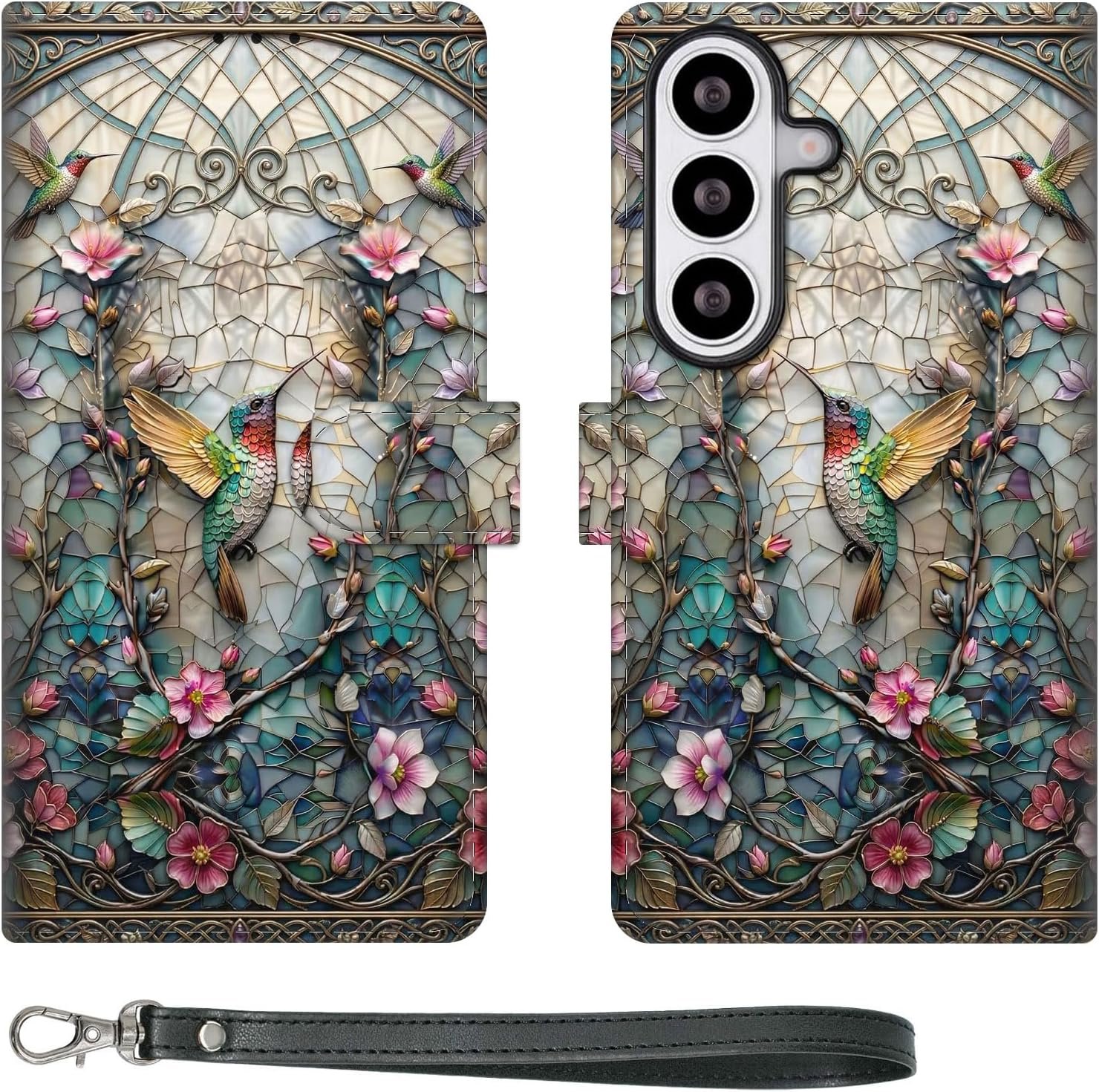 PU leather flip folio wallet case with card slots and kickstand for the Samsung Galaxy S25 FE