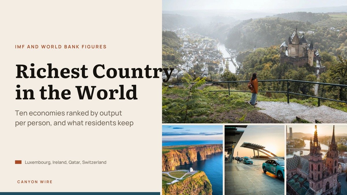 Photographs of Luxembourg, Ireland, Qatar and Switzerland beside the headline