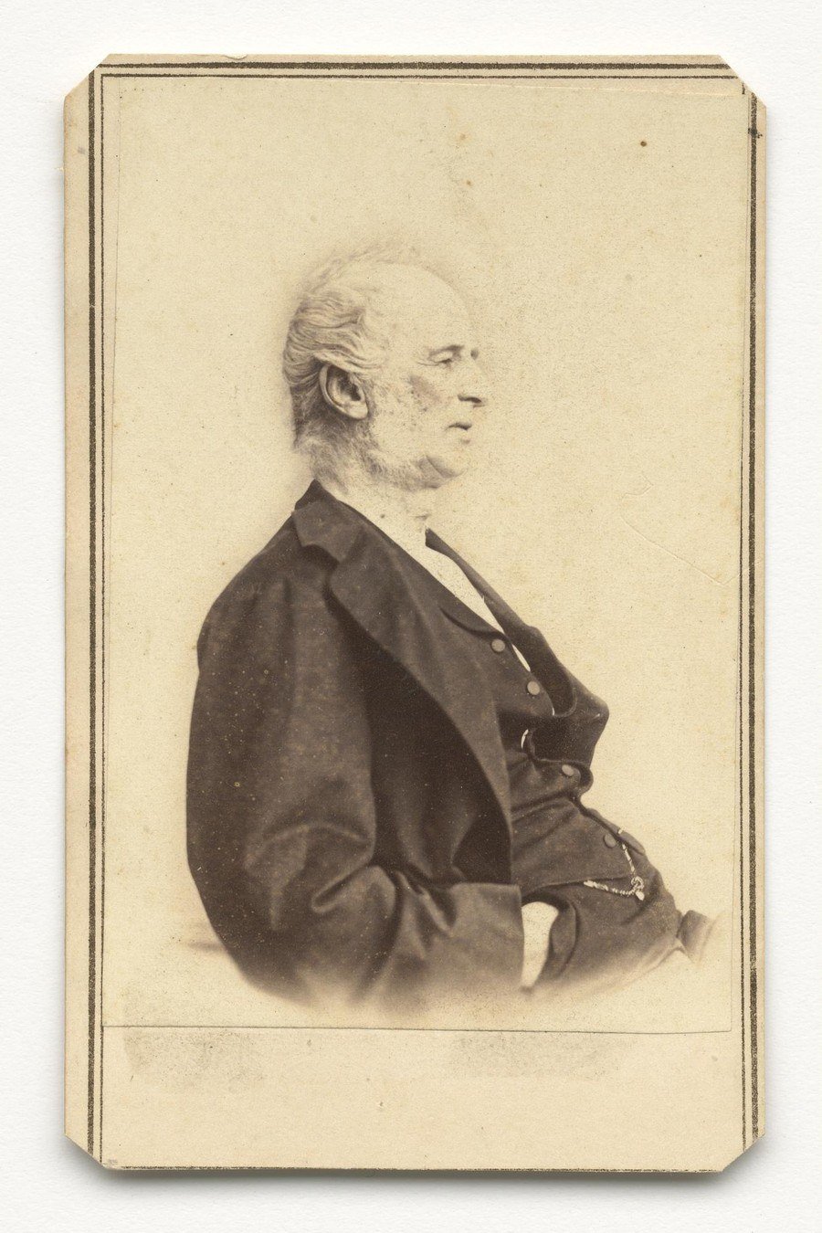 Carte de visite photograph of Cornelius Vanderbilt seated in profile