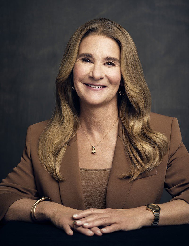 Portrait of Melinda French Gates in a tan jacket
