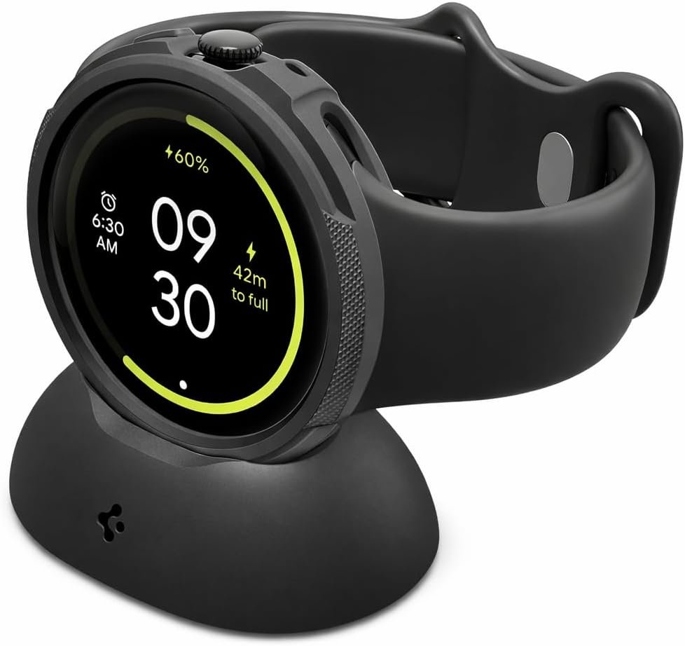 Spigen TPU case with the included charger stand for the 45mm Google Pixel Watch 5