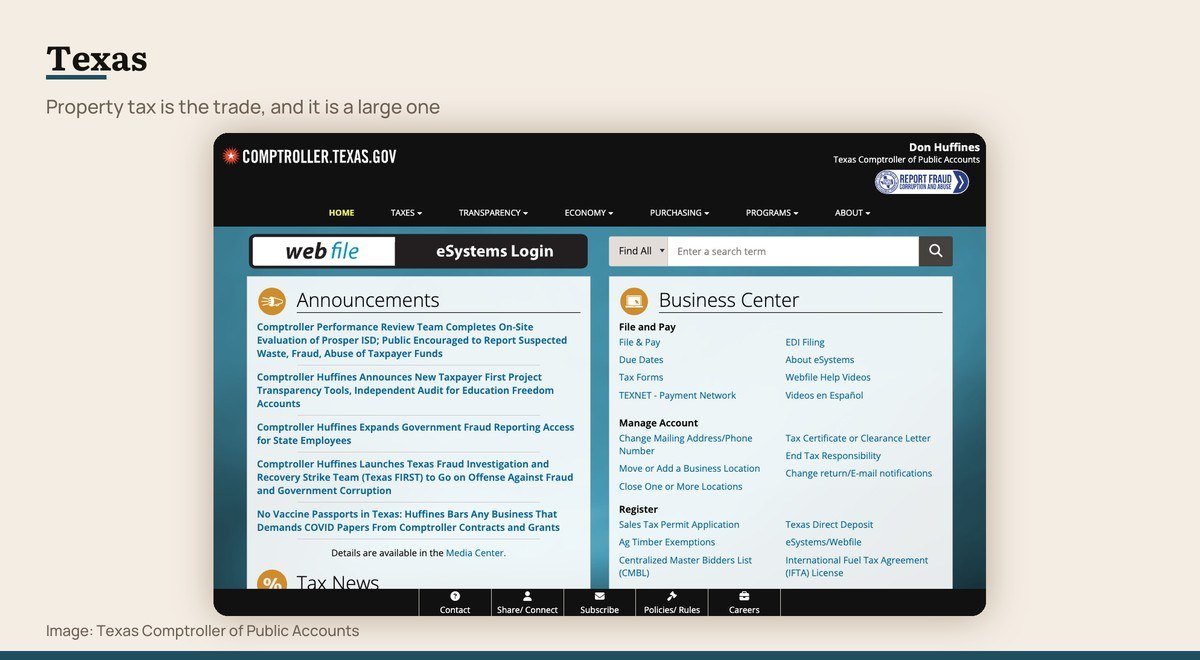 The Texas Comptroller of Public Accounts website