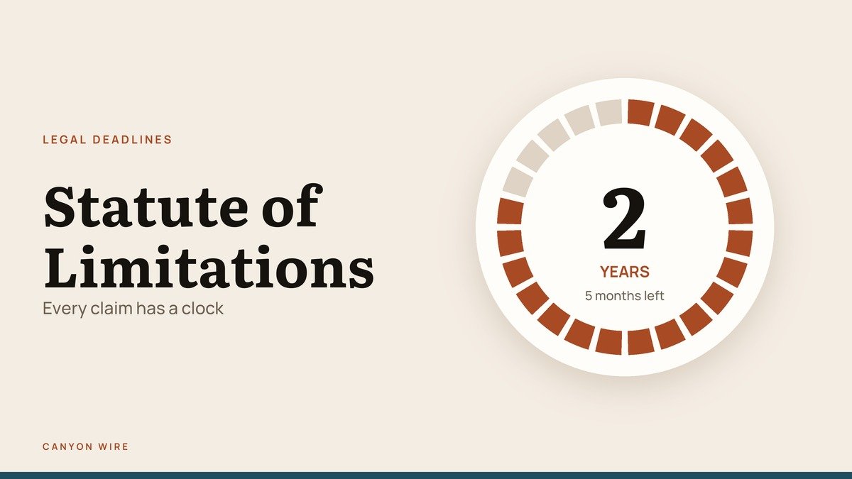 Statute of Limitations headline beside a countdown ring marking a two-year deadline